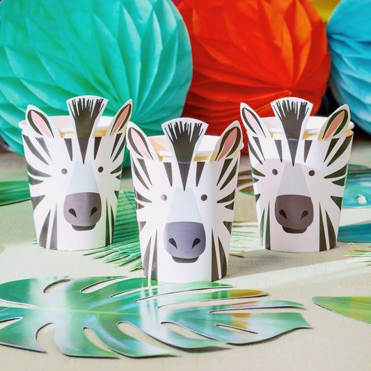 Party Animals Zebra Paper Party Cups 8pk — Plastic-Free — 250ml