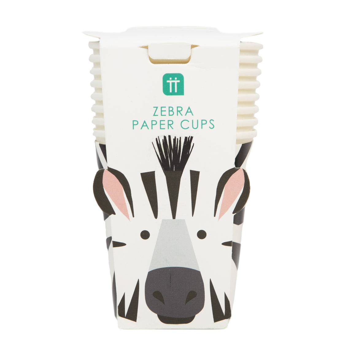Party Animals Zebra Paper Party Cups 8pk — Plastic-Free — 250ml