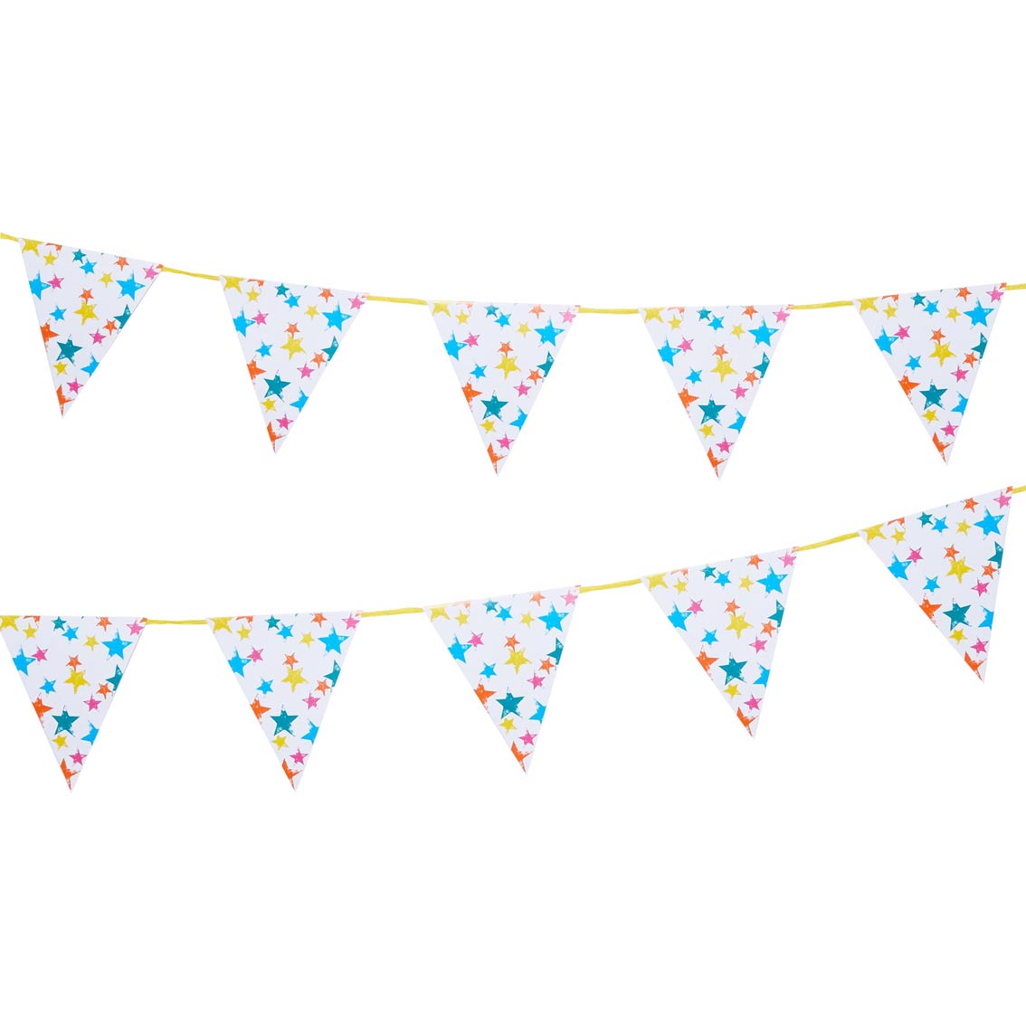 Eco Star Rainbow Paper Bunting — Plastic-Free — 3m — 12 Pennants