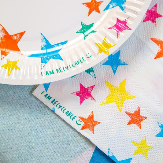 Eco Star Party Napkins 20pk — Plastic-Free Rainbow Design