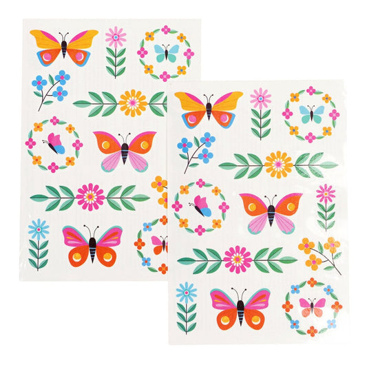 Floral Flutter Butterfly Temporary Tattoos – 2 Sheets