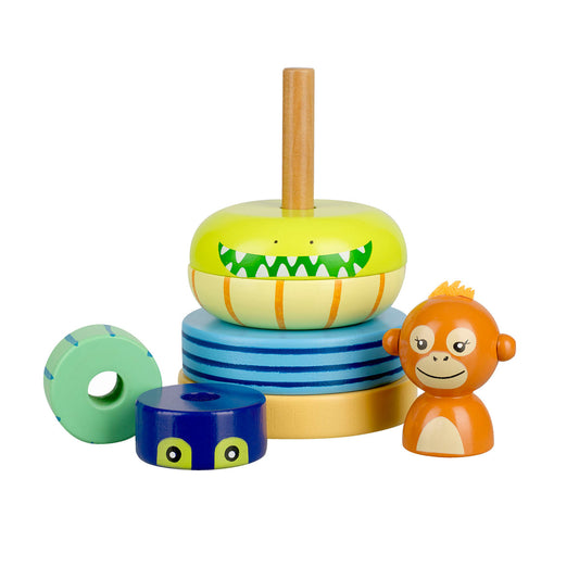 Jungle Animals Wooden Stacking Ring Toy | Age 12m+ | Plastic-Free