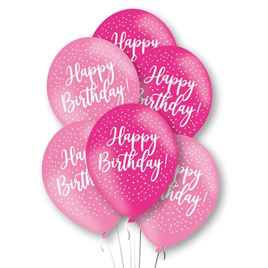 pink birthday balloons