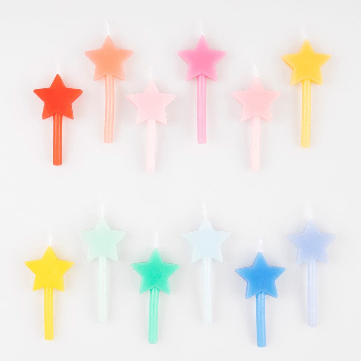 Rainbow Star Birthday Candles 12pk | Mixed Colours | Meri Meri