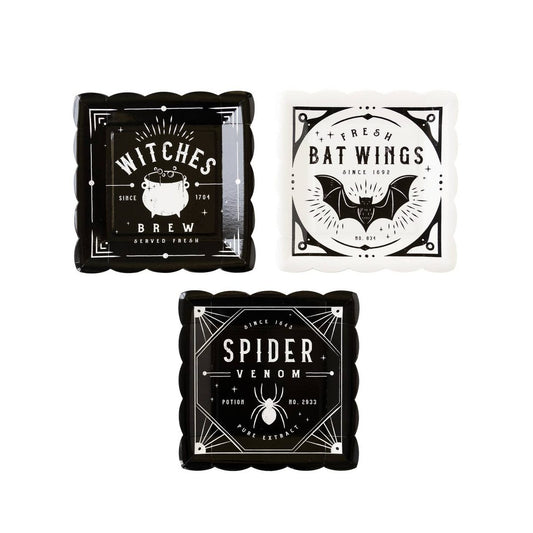 Vintage Label Halloween Paper Plates – 9 Pack | Square