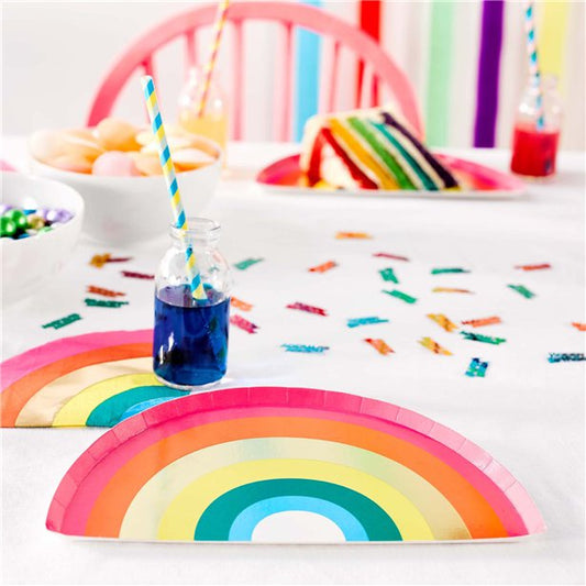 Rainbow paper plates for children's rainbow party