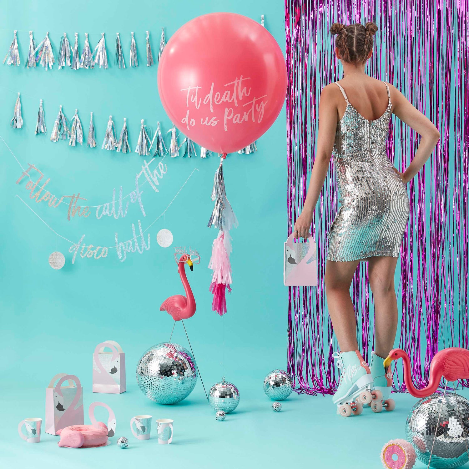 Disco girl on roller skates