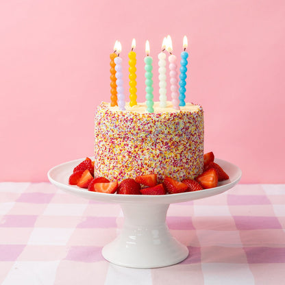 Colourful Bobble Birthday Candles 8pk | 10cm | With Holders