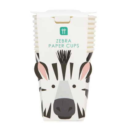 Party Animals Zebra Paper Party Cups 8pk — Plastic-Free — 250ml