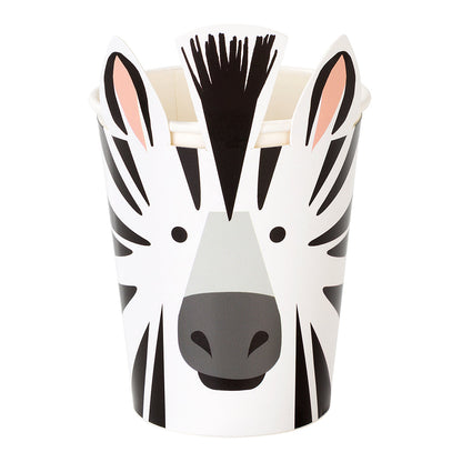 Party Animals Zebra Paper Party Cups 8pk — Plastic-Free — 250ml
