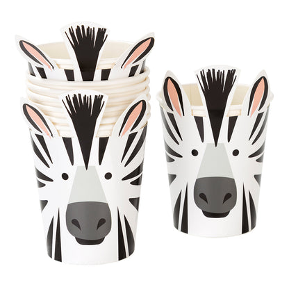 Party Animals Zebra Paper Party Cups 8pk — Plastic-Free — 250ml