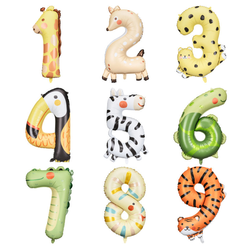 Number Animal Foil Balloon 34 Inch — Large Birthday Number Balloon