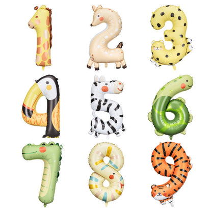 Number Animal Foil Balloon 34 Inch — Large Birthday Number Balloon