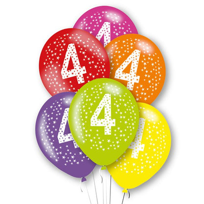 Age Multi-Colour Latex Balloons 6pk — Bright Birthday Number Balloons