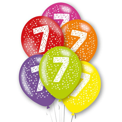 Age Multi-Colour Latex Balloons 6pk — Bright Birthday Number Balloons