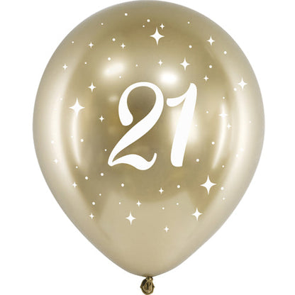 Age Gold Latex Balloons 6pk — Gold Birthday Number Balloons 12 Inch