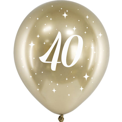 Age Gold Latex Balloons 6pk — Gold Birthday Number Balloons 12 Inch