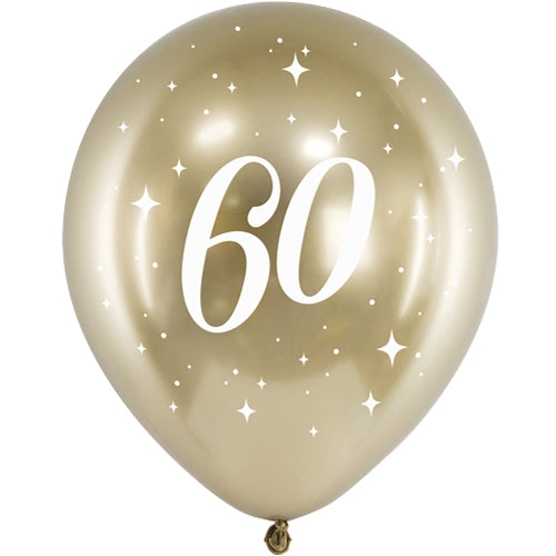 Age Gold Latex Balloons 6pk — Gold Birthday Number Balloons 12 Inch