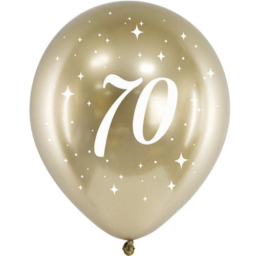 Age Gold Latex Balloons 6pk — Gold Birthday Number Balloons 12 Inch