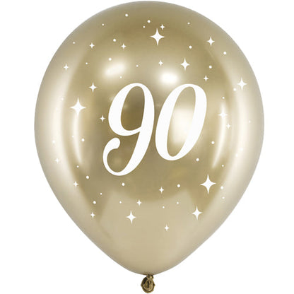 Age Gold Latex Balloons 6pk — Gold Birthday Number Balloons 12 Inch