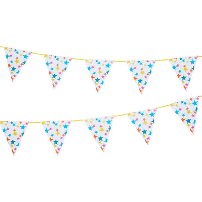 Eco Star Rainbow Paper Bunting — Plastic-Free — 3m — 12 Pennants