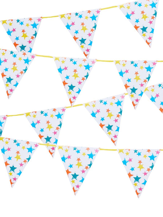 Eco Star Rainbow Paper Bunting — Plastic-Free — 3m — 12 Pennants