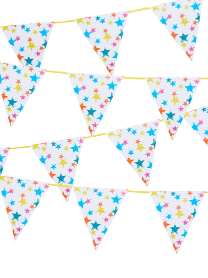 Eco Star Rainbow Paper Bunting — Plastic-Free — 3m — 12 Pennants