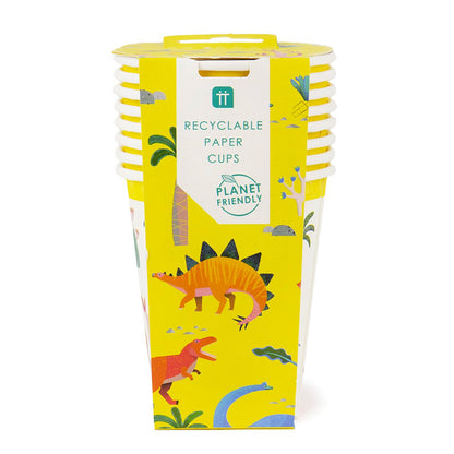 Party Dinosaur Paper Cups 8pk | 225ml | Home Recyclable