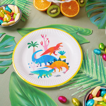 Party Dinosaur Eco Paper Plates 8pk — 100% Recyclable