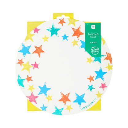 Eco Star Party Plates 12pk — Plastic-Free Rainbow Design