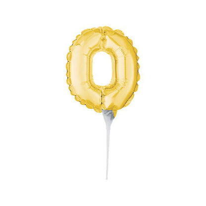 Mini Gold Number Balloon Cake Topper — Birthday Cake Decoration