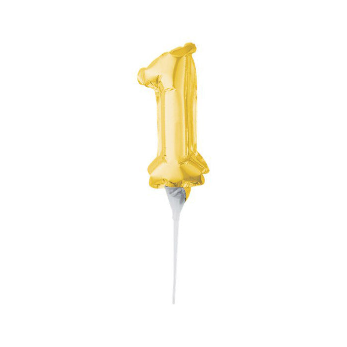 Mini Gold Number Balloon Cake Topper — Birthday Cake Decoration