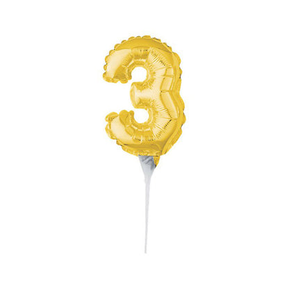 Mini Gold Number Balloon Cake Topper — Birthday Cake Decoration
