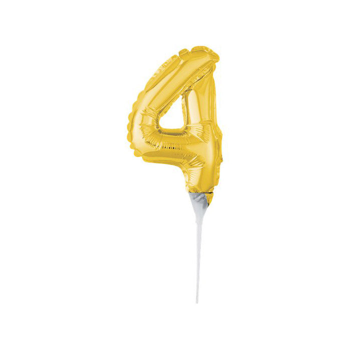 Mini Gold Number Balloon Cake Topper — Birthday Cake Decoration
