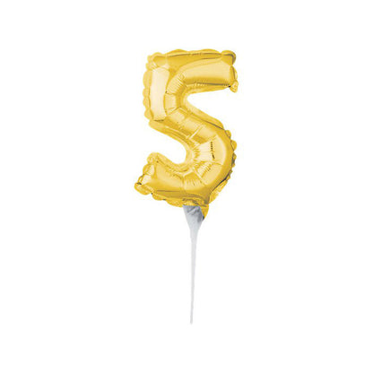 Mini Gold Number Balloon Cake Topper — Birthday Cake Decoration