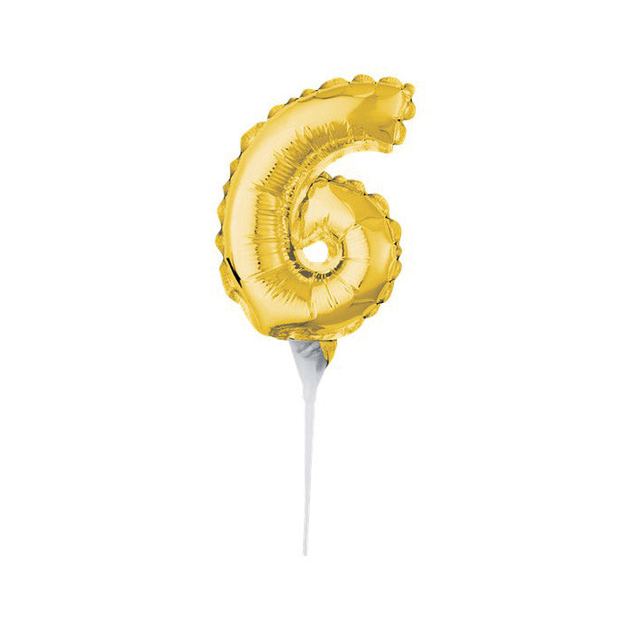 Mini Gold Number Balloon Cake Topper — Birthday Cake Decoration