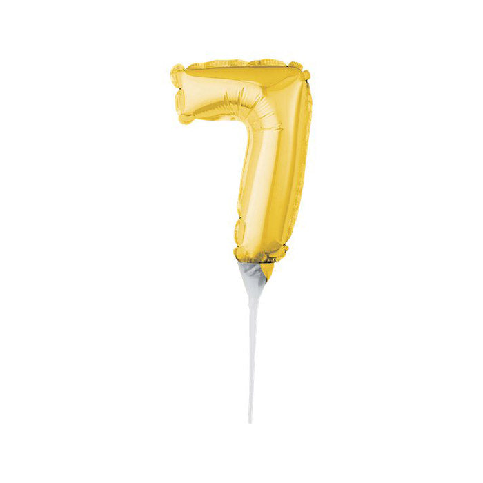 Mini Gold Number Balloon Cake Topper — Birthday Cake Decoration