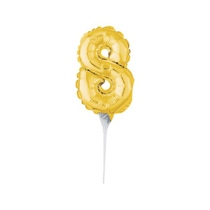 Mini Gold Number Balloon Cake Topper — Birthday Cake Decoration