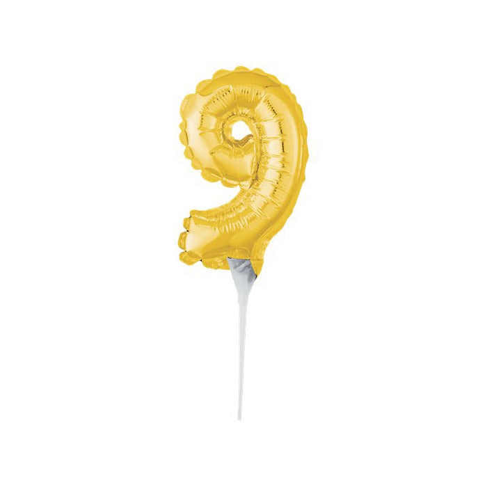 Mini Gold Number Balloon Cake Topper — Birthday Cake Decoration