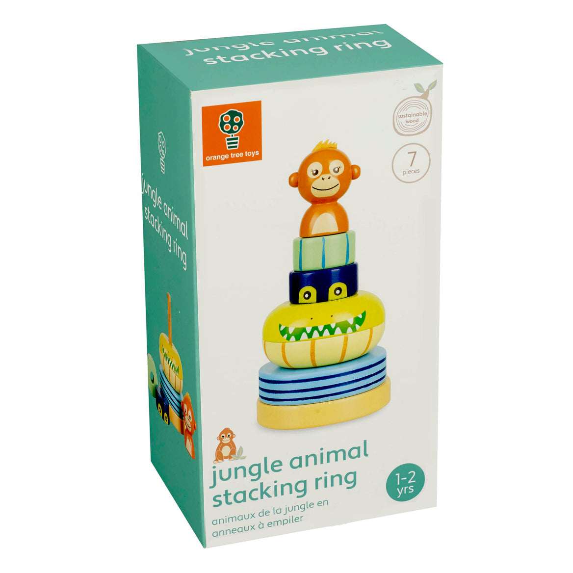 Jungle Animals Wooden Stacking Ring Toy | Age 12m+ | Plastic-Free