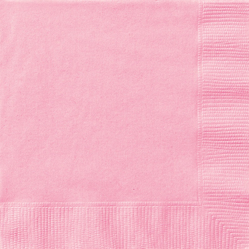 Plain Pastel Pink Paper Napkins 20pk