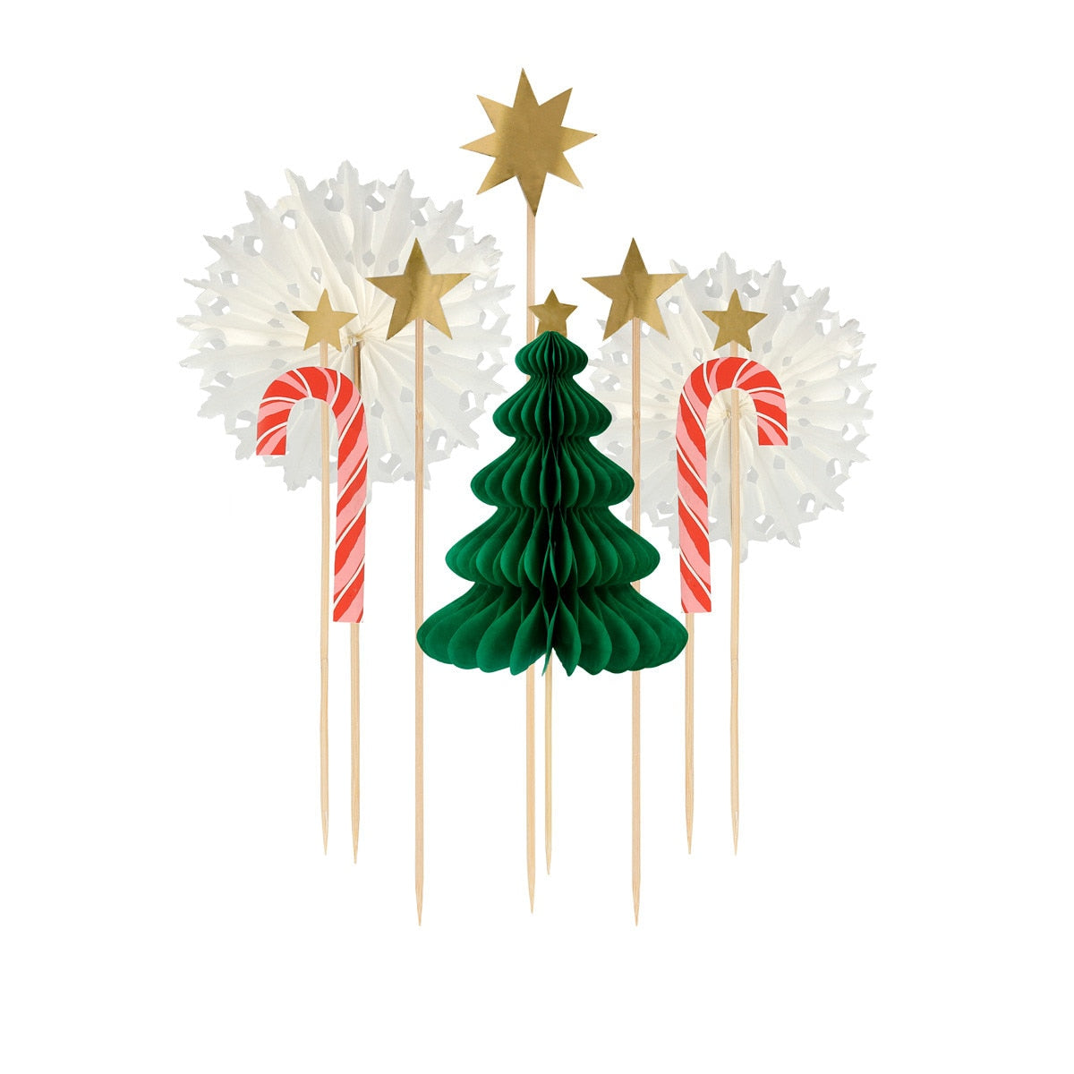Meri Meri Christmas Honeycomb Cake Topper Set — 10 Toppers