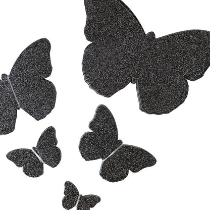 Black Glitter Butterfly Halloween Décor – 50 Pack