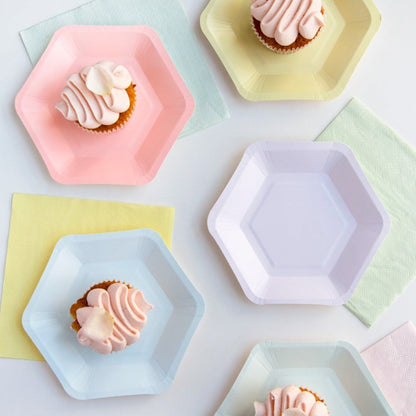 Pastel Mix Hexagonal Paper Plates – 12 Pack