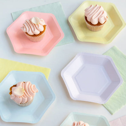 Pastel Mix Hexagonal Paper Plates – 12 Pack