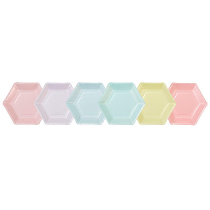 Pastel Mix Hexagonal Paper Plates – 12 Pack