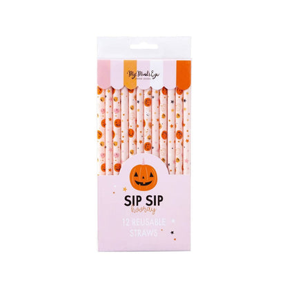 Happy Pumpkins Reusable Straws – 12 Pack | Halloween