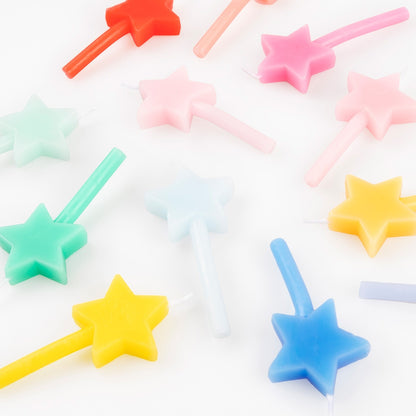 Rainbow Star Birthday Candles 12pk | Mixed Colours | Meri Meri