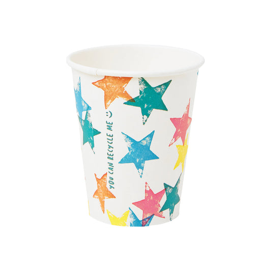 Eco Star Party Paper Cups 8pk — Plastic-Free Rainbow Design