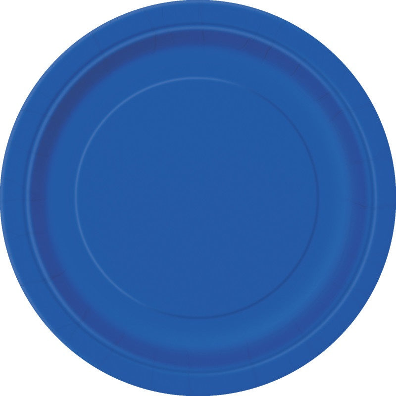 Plain Royal Blue Paper Plates 8pk — 23cm